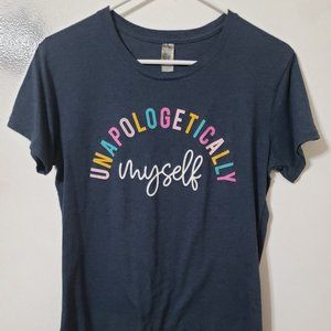 Blue Gray Tee "Unapologetically Myself" by Instant Message Size M